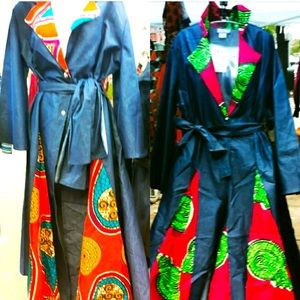 Denim coats with African print